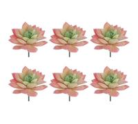 sourcing map 6 Pcs Artificial Succulent Plants, Small Realistic Fake Plants Colorful Faux Artificial Flocking Lotus Flowers for Home Office Garden Flower Hotel Decoration, Pink