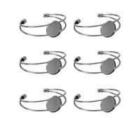sourcing map 6 Pcs Bezel Tray Blank Bracelet Setting, 20mm Adjustable Round Tray Setting Blank Bangle for DIY Jewelry Making Crafting Bracelets, Gunmetal
