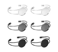 sourcing map 6 Pcs Bezel Tray Blank Bracelet Setting, 25mm Adjustable Round Tray Setting Blank Bangle for DIY Jewelry Making Crafting Bracelets, Silver/Gunmetal/Black