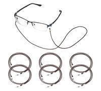 sourcing map 6 Pcs Braided Eyeglasses Strap, Eyeglass Chain for Women and Men, Elegant Weaving Sunglasses Lanyards Holder Anti-lost Glass String Eyeglass Holder Strap Around Neck, Brown