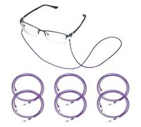 sourcing map 6 Pcs Braided Eyeglasses Strap, Eyeglass Chain for Women and Men, Elegant Weaving Sunglasses Lanyards Holder Anti-lost Glass String Eyeglass Holder Strap Around Neck, Dark Purple