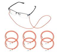 sourcing map 6 Pcs Braided Eyeglasses Strap, Eyeglass Chain for Women and Men, Elegant Weaving Sunglasses Lanyards Holder Anti-lost Glass String Eyeglass Holder Strap Around Neck, Orange