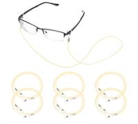 sourcing map 6 Pcs Braided Eyeglasses Strap, Eyeglass Chain for Women and Men, Elegant Weaving Sunglasses Lanyards Holder Anti-lost Glass String Eyeglass Holder Strap Around Neck, Beige