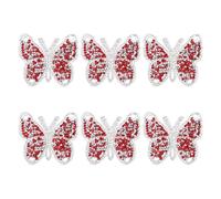 sourcing map 6 Pcs Butterfly Rhinestone Patches, Rhinestone Butterfly Iron-on Appliques Sparkly Self-Adhesive Patches for Clothing Shoes Hats Phone Case DIY Decorations, Red