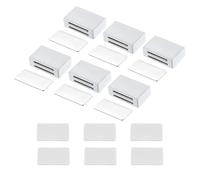 sourcing map 6 Pcs Cabinet Door Catch, Cabinet Latch Magnetic Lock Stainless Steel Self Adhesive for Cupboard Kitchen Closet Wardrobe Door, White