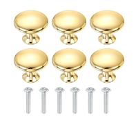 sourcing map 6 Pcs Cabinet Knobs, 1-3/16 Inch (30mm) Diameter Drawer Knob Polished Chrome, Round Ball Kitchen Knobs Handle with Screws for Kitchen Bedroom Cupboard Dresser, Gold