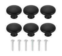 sourcing map 6 Pcs Cabinet Knobs, 1-3/8 Inch (35mm) Diameter Drawer Knob Polished Chrome, Round Ball Kitchen Knobs Handle with Screws for Kitchen Bedroom Cupboard Dresser, Matte Black