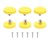 sourcing map 6 Pcs Cabinet Knobs, Round Soft Rubber Cabinet Handle Silicon Cute Drawer Pulls with Screws Cartoon Dresser Knob for Decoration Bedroom Wardrobe Dresser Drawer Nursery, Yellow