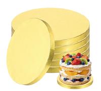 sourcing map 6 Pcs Cake Boards, 6 Inch Round Cake Drums Circle Cardboard Base Waterproof Oil-Proof for Pizza Dessert Display Parties Weddings Birthdays Supplies, Gold Tone
