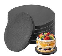 sourcing map 6 Pcs Cake Boards, 6 Inch Round Cake Drums Circle Cardboard Base Waterproof Oil-Proof for Pizza Dessert Display Parties Weddings Birthdays Supplies, Black