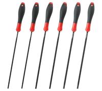 sourcing map 6 Pcs Chainsaw Chain Sharpening File, 3 Sizes Round Chain Saw Sharpener File Black Steel Chainsaw File with Plastic Handle for Chainsaw (5/32", 13/64", 7/32")
