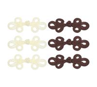 sourcing map 6 Pcs Chinese Knots Frog Buttons Closure Dark Coffee/Ivory Sewing Buttons Fasteners for DIY Sewing Coats Cloak Sweater Bridal Costume Outfit