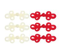 sourcing map 6 Pcs Chinese Knots Frog Buttons Closure Dark Red/Ivory Sewing Buttons Fasteners for DIY Sewing Coats Cloak Sweater Bridal Costume Outfit