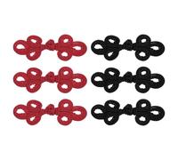 sourcing map 6 Pcs Chinese Knots Frog Buttons Closure Maroon/Black Sewing Buttons Fasteners for DIY Sewing Coats Cloak Sweater Bridal Costume Outfit