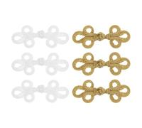sourcing map 6 Pcs Chinese Knots Frog Buttons Closure White/Camel Sewing Buttons Fasteners for DIY Sewing Coats Cloak Sweater Bridal Costume Outfit