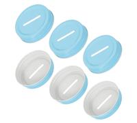 sourcing map 6 Pcs Coin Slot Bank Lid, Tinplate Coin Mason Canning Jars Money Saving Metal Storage Regular Mouth Jar Lids with Labels, Blue(70mm)
