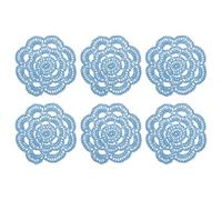 sourcing map 6 Pcs Crochet Handmade Cotton Placemats, 6.3" Round Lace Doilies Coaster, Lace Gimp Tray Coasters for Crafts, Daily Kitchen Use, Tea Cup, Festivals, Home Decoration, Grayish Blue