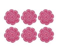 sourcing map 6 Pcs Crochet Handmade Cotton Placemats, 7.9" Round Lace Doilies Coaster, Lace Gimp Tray Coasters for Crafts, Daily Kitchen Use, Tea Cup, Festivals, Home Decoration, Rose Red