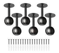 sourcing map 6 Pcs Curtain Rod Brackets 32mm(1 1/4"） Stainless Steel Ceiling Mount Holder Closet Rod End Support Curtain Rod Flange Pole Socket with Matching Screws, Black