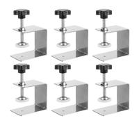 sourcing map 6 Pcs Drawer Front Installation Clamps, 2mm Cabinets Hardware Jig Stainless Steel Drawer Fixing Clip Cabinets Installation Tools for Household Tables Desks Mount, Silver