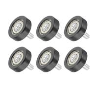 sourcing map 6 PCS Drawer Rollers 26mm x 8mm Wheel 6mm Step, Nylon Bearing Roller Drawer Pulley Bearing Replacement Wheels for Windows Sliding Door Track Guide Black, M6 x 10mm Thread