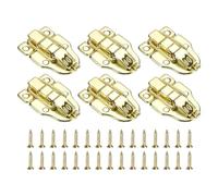 sourcing map 6 Pcs Duck-Billed Hasp Lock, 60 x 40mm Retro Box Toggle Latch Metal Buckle Hasp Clasp with Padlock Hole with Screws for Jewelry Box Suitcase Toolbox Wooden Case, Gold