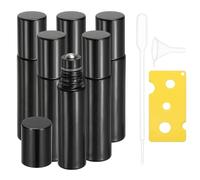 sourcing map 6 Pcs Essential Oil Roller Bottles, 10ml/0.34oz Glass Roller Bottle Refillable Mini Leak-proof Roll on Bottles Containers for Essential Oils Perfume Fragrance, Black