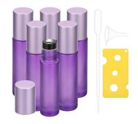 sourcing map 6 Pcs Essential Oil Roller Bottles, 10ml/0.34oz Glass Roller Bottle Refillable Mini Leak-proof Roll on Bottles Containers for Essential Oils Perfume Fragrance, Purple