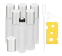 sourcing map 6 Pcs Essential Oil Roller Bottles, 10ml/0.34oz Glass Roller Bottle Refillable Mini Leak-proof Roll on Bottles Containers for Essential Oils Perfume, Frosted Transparent