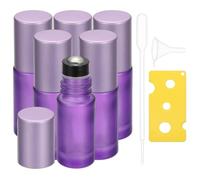 sourcing map 6 Pcs Essential Oil Roller Bottles, 5ml/0.17oz Glass Roller Bottle Refillable Mini Leak-proof Roll on Bottles Containers for Essential Oils Perfume Fragrance, Purple