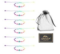 sourcing map 6 Pcs Evil Eye Bracelet, Handmade Knots Braided Rope String Adjustable Waterproof Good Luck Bracelet Set with Card & Mesh Bag for Luck Protection Women Men Gifts, Multicolor