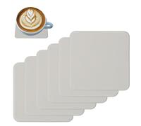 sourcing map 6 Pcs Faux Leather Coasters, 3.9 x 3.9" Square Coasters for Drinks Heat Resistant Waterproof Oil Proof Non Slip Cup Mat for Office Kitchen Bar Table Desk (Light Gray)