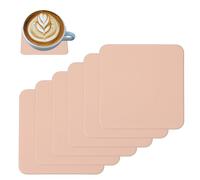 sourcing map 6 Pcs Faux Leather Coasters, 3.9 x 3.9" Square Coasters for Drinks Heat Resistant Waterproof Oil Proof Non Slip Cup Mat for Office Kitchen Bar Table Desk (Pink)