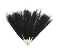 sourcing map 6 Pcs Faux Pampas Grass 42.5cm/16.5" Artificial Fake Dried Pampas Grass Decor 9 Branches with Stem for Floor Vase Filler, Wedding Decoration, Home Decoration, Black