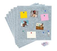 sourcing map 6 Pcs Felt Wall Tiles with 40 Pcs Pushpins 12" x 12" Self Adhesive Felt Pin Board Bulletin Cork Boards for Walls Decorations Paste Notes Photos Schedules, Light Grey