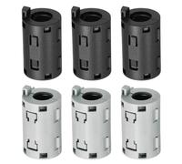 sourcing map 6 Pcs Ferrite Filter Ring Core RFI EMI Noise Suppression Cable Clip ID 11mm 0.43Inch with Ears for Electronic Devices, Industry, Black/Grey