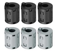 sourcing map 6 Pcs Ferrite Filter Ring Core RFI EMI Noise Suppression Cable Clip ID 13mm 0.51Inch with Ears for Electronic Devices, Industry, Black/Grey