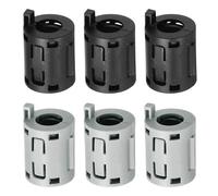 sourcing map 6 Pcs Ferrite Filter Ring Core RFI EMI Noise Suppression Cable Clip ID 7mm 0.28Inch with Ears for Electronic Devices, Industry, Black/Grey