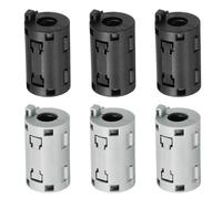 sourcing map 6 Pcs Ferrite Filter Ring Core RFI EMI Noise Suppression Cable Clip ID 9mm 0.35Inch with Ears for Electronic Devices, Industry, Black/Grey