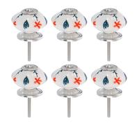 Sourcing Map 6 Pcs Floral Ceramic Pull Knobs - Vintage Round Willow Leaf Green Pumpkin Design for Kitchen Cabinet, Door & Drawer, Wardrobe, Cupboard
