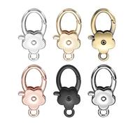 sourcing map 6 Pcs Flower Lobster Claw Clasps, Metal Snap Hook Keychain Clips for Keychains Making, DIY Craft, Bag Charm, Light Gold/Rose Gold/Matte Silver/Bronze/Gunmetal/Black