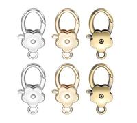 sourcing map 6 Pcs Flower Lobster Claw Clasps, Metal Snap Hook Keychain Clips for Keychains Making, DIY Craft, Bag Charm, Light Gold/Matte Silver/Bronze