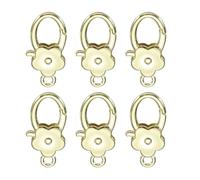 sourcing map 6 Pcs Flower Lobster Claw Clasps, Metal Snap Hook Keychain Clips for Keychains Making, DIY Craft, Bag Charm, Cyan Gold