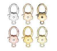 sourcing map 6 Pcs Flower Lobster Claw Clasps, Metal Snap Hook Keychain Clips for Keychains Making, DIY Craft, Bag Charm, Cyan Gold/Light Gold/K Gold/Rose Gold/Matte Silver/Bronze