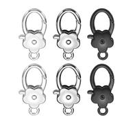 sourcing map 6 Pcs Flower Lobster Claw Clasps, Metal Snap Hook Keychain Clips for Keychains Making, DIY Craft, Bag Charm, Matte Silver/Gunmetal/Black