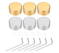 sourcing map 6 Pcs Footswitch Toppers Guitar Pedal Button Caps Metal Footswitch Top Cover 3/8" for Guitar Effects Pedal Buttons, Silver, Gold