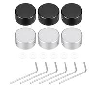 sourcing map 6 Pcs Footswitch Toppers Guitar Pedal Button Caps Metal Footswitch Top Cover 3/8" for Guitar Effects Pedal Buttons, Silver, Black