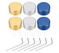 sourcing map 6 Pcs Footswitch Toppers Guitar Pedal Button Caps Metal Footswitch Top Cover 3/8" for Guitar Effects Pedal Buttons, Gold, Silver, Dark Blue