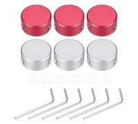 sourcing map 6 Pcs Footswitch Toppers Guitar Pedal Button Caps Metal Footswitch Top Cover 3/8" for Guitar Effects Pedal Buttons, Silver, Red