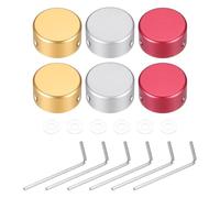 sourcing map 6 Pcs Footswitch Toppers Guitar Pedal Button Caps Metal Footswitch Top Cover 3/8" for Guitar Effects Pedal Buttons, Gold, Silver, Red